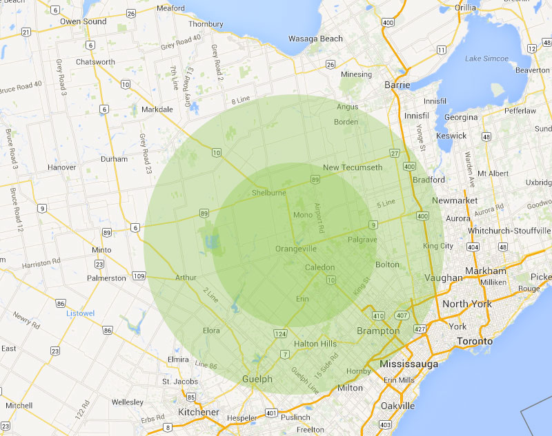 Acorn Tree Care Service Area - Peel, Caledon, Dufferin